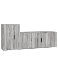 Set Mobili Porta TV 2 pz Grigio Sonoma in Legno Multistrato