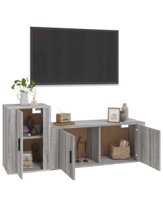 Set Mobili Porta TV 2 pz Grigio Sonoma in Legno Multistrato 2