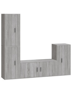 Set di Mobili Porta TV 4 pz Grigio Sonoma in Legno Multistrato