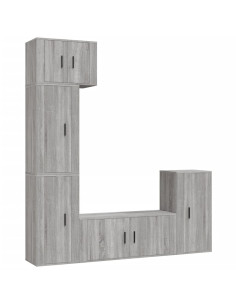 Set di Mobili Porta TV 5 pz Grigio Sonoma in Legno Multistrato