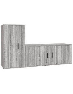 Set Mobili Porta TV 2 pz Grigio Sonoma in Legno Multistrato
