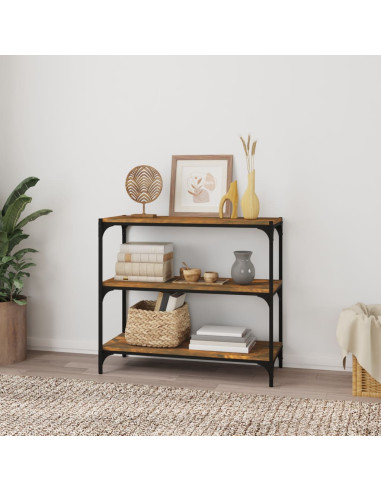 Libreria rovere fumo 80x33x70,5 cm Legno Multistrato e Acciaio