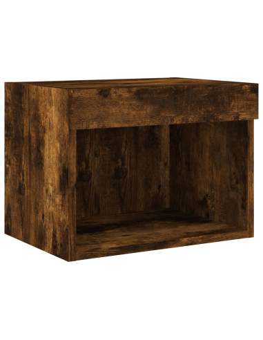 Mobili TV a Muro con LED 5pz Rovere Fumo in Legno Multistrato
