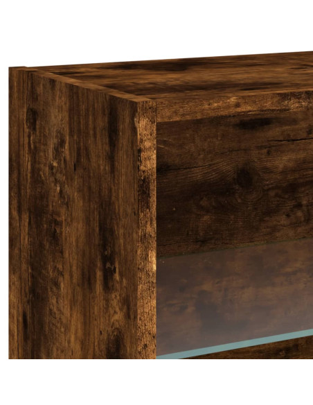 Mobili TV a Muro con LED 5pz Rovere Fumo in Legno Multistrato
