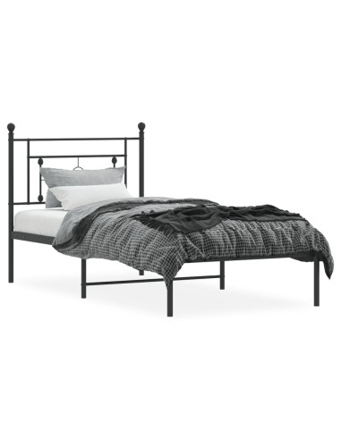 Giroletto con Testiera in Metallo Nero 90x190 cm