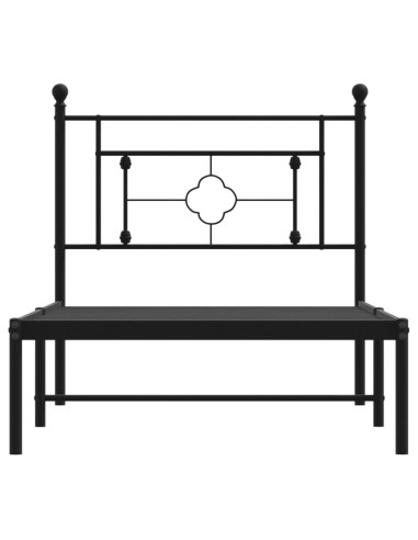 Giroletto con Testiera in Metallo Nero 90x190 cm