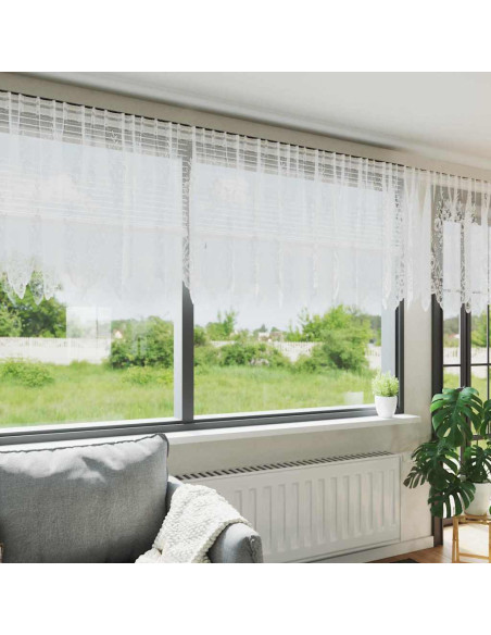 Tende con tende Floreale Bianco 600 x 120 cm Poliestere