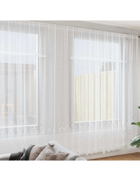 Tenda in Pizzo con tende Bianco 280 x 600 cm Poliestere