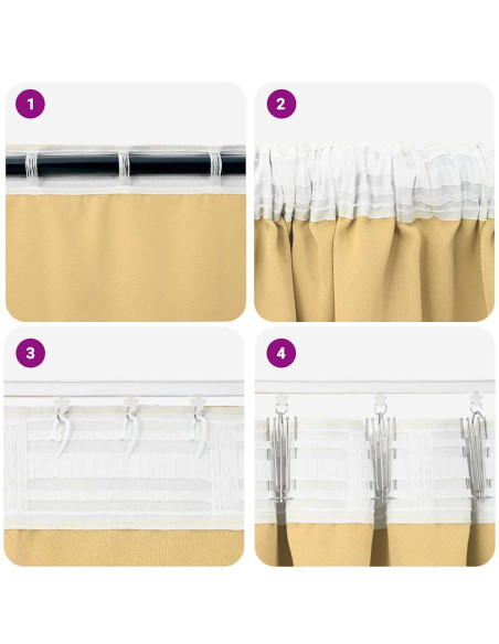 Tende Blackout con Anelli 2 pcs Beige 175 x 140 cm Poliestere