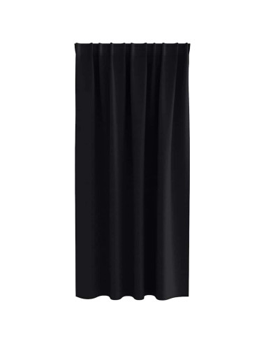 Tende Blackout con Anelli 2 pcs Nero 175 x 140 cm Poliestere