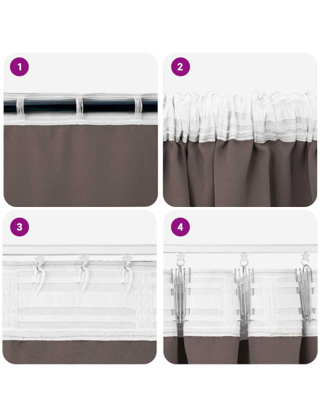 Tende Blackout con Anelli 2 pcs Marrone Scuro 260 x 140 cm