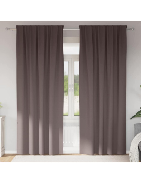 Tende con tende 2 pcs Marrone scuro Poliestere