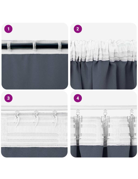 Tende Blackout con Anelli 2 pcs Antracite 175 x 140 cm