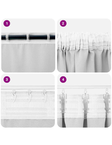 Tende con tende 2 pcs Grigio chiaro Poliestere