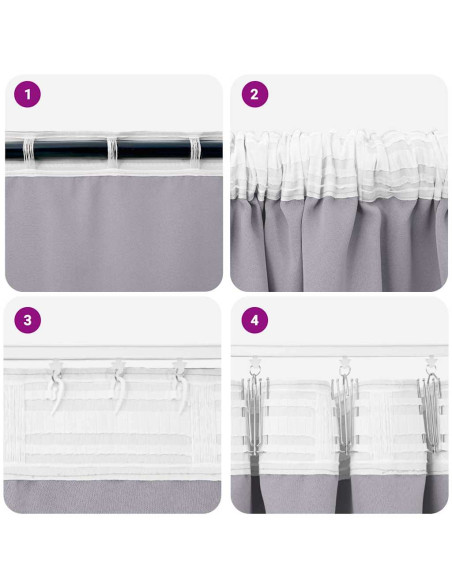 Tende con tende 2 pcs Grigio Metallico Poliestere