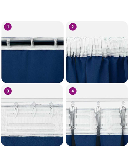 Tende con tende 2 pcs Blu scuro Poliestere
