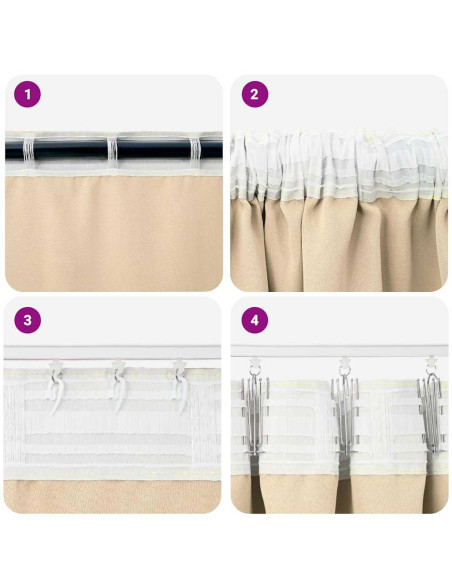 Tende con tende 2 pcs Crema Poliestere