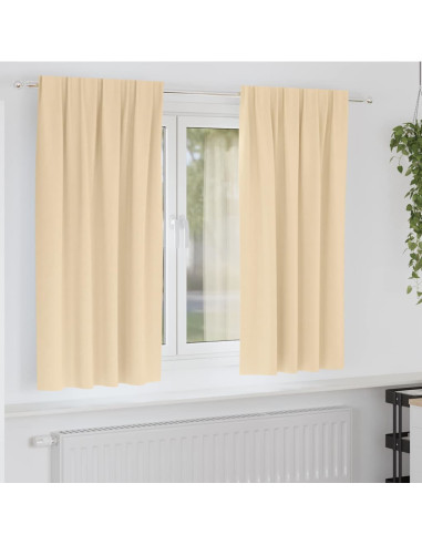 Tende Blackout con Anelli 2 pcs Crema 175 x 140 cm Poliestere