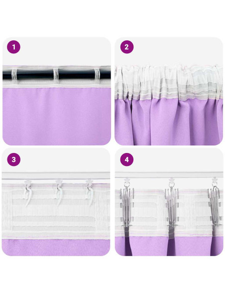 Tende con tende 2 pcs Viola Poliestere