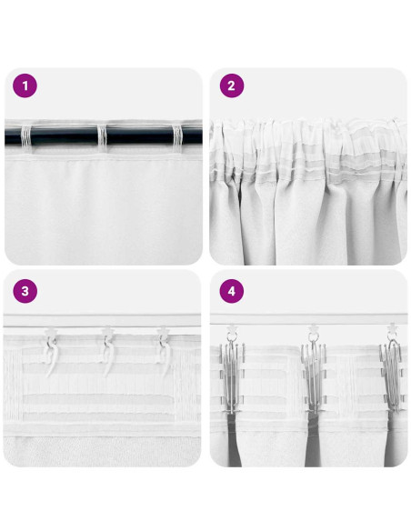Tende con tende 2 pcs Bianco Puro Poliestere