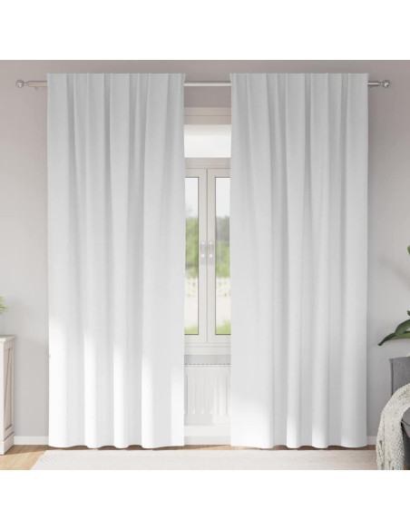 Tende con tende 2 pcs Bianco Puro Poliestere