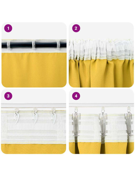 Tende Blackout con Anelli 2 pcs Giallo senape 140 x 140 cm