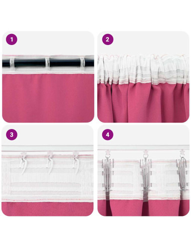 Tende Blackout con Anelli 2 pcs Rosa Vivo 175 x 140 cm
