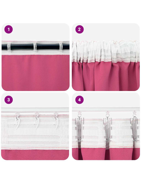 Tende con tende 2 pcs Rosa Vivo Poliestere