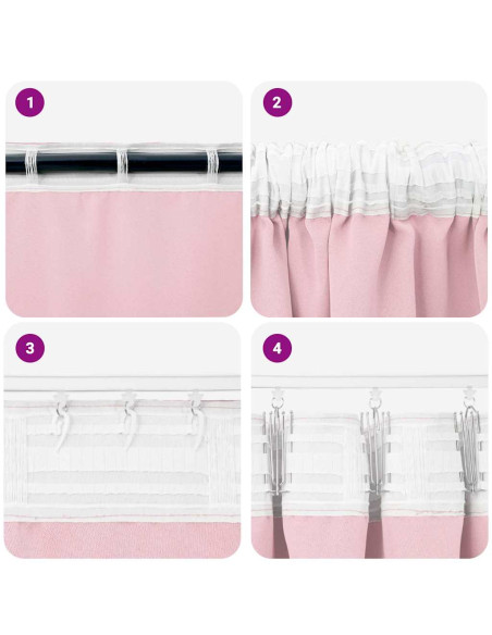 Tende con tende 2 pcs Rosa Baby Poliestere