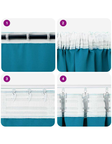 Tende Blackout con Anelli 2 pcs Turchese 175 x 140 cm