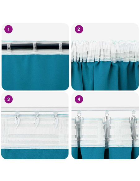 Tende Blackout con Anelli 2 pcs Turchese 175 x 140 cm