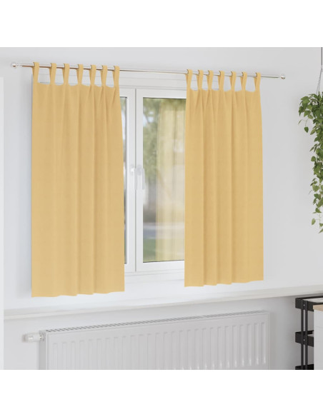 Tende con tende 2 pcs Beige Poliestere