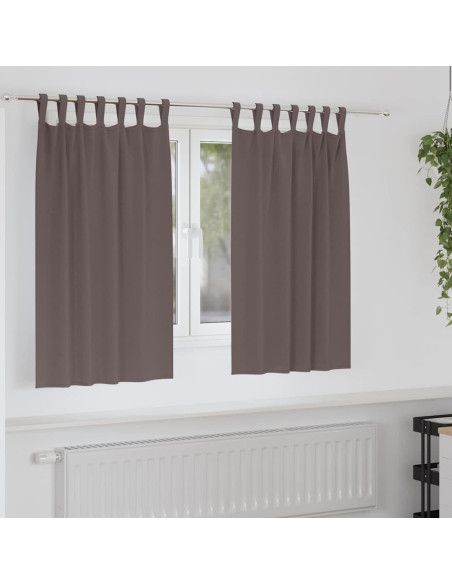 Tende Blackout con Anelli 2 pcs Marrone Scuro 140 x 140 cm