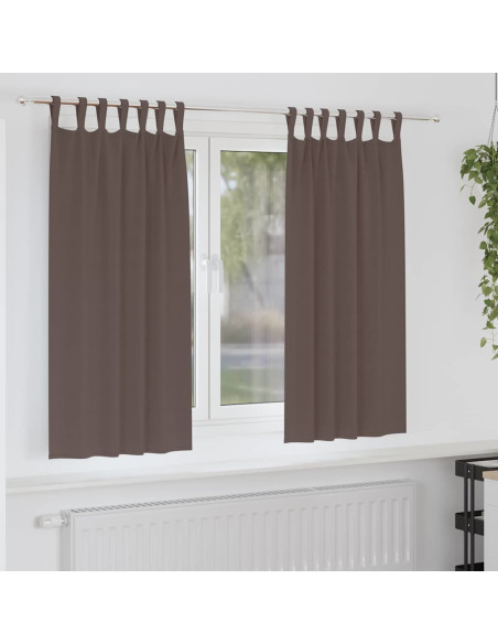 Tende con tende 2 pcs Marrone scuro Poliestere