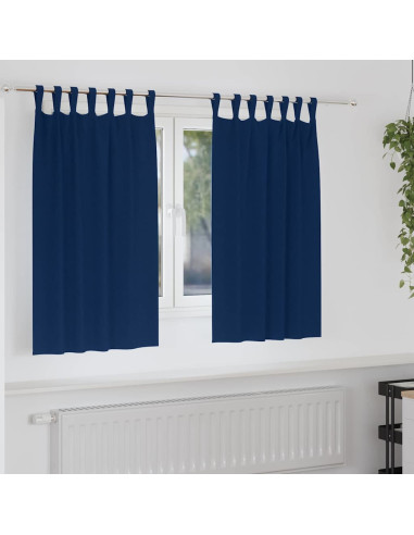 Tende Blackout con Anelli 2 pcs Blu Scuro 140 x 140 cm