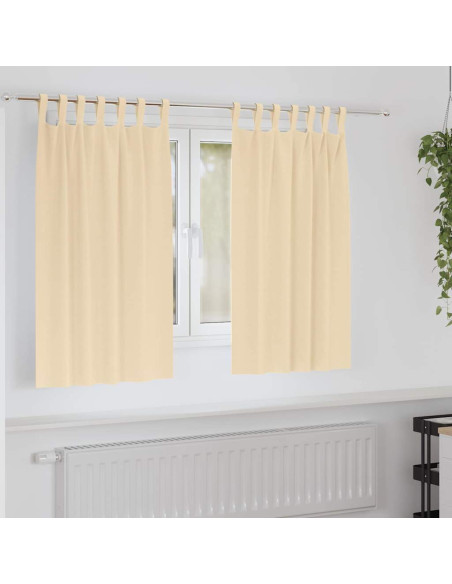 Tende Blackout con Anelli 2 pcs Crema 140 x 140 cm Poliestere