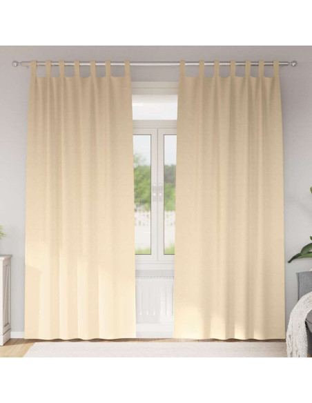 Tende Blackout con Anelli 2 pcs Crema 225 x 140 cm Poliestere