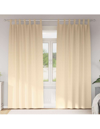 Tende Blackout con Anelli 2 pcs Crema 245 x 140 cm Poliestere