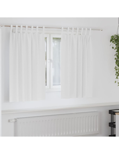 Tende Blackout con Anelli 2 pcs Bianco Puro 140 x 140 cm