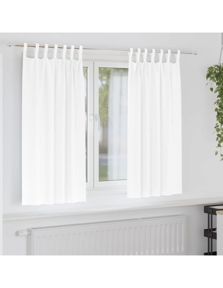 Tende con tende 2 pcs Bianco Puro Poliestere