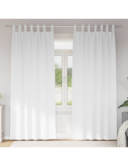 Tende con tende 2 pcs Bianco Puro Poliestere