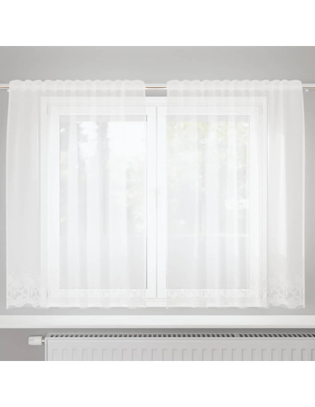 Tenda in Pizzo con tende Bianco 140 x 150 cm Poliestere