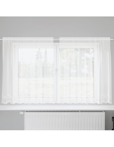 Tenda in Pizzo con tende Bianco 140 x 200 cm Poliestere