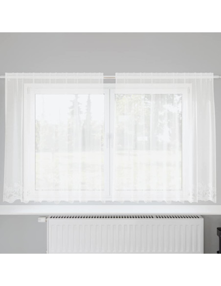 Tenda in Pizzo con tende Bianco 140 x 200 cm Poliestere