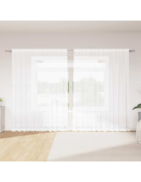Tende con tende Floreale Bianco 300 x 240 cm Poliestere