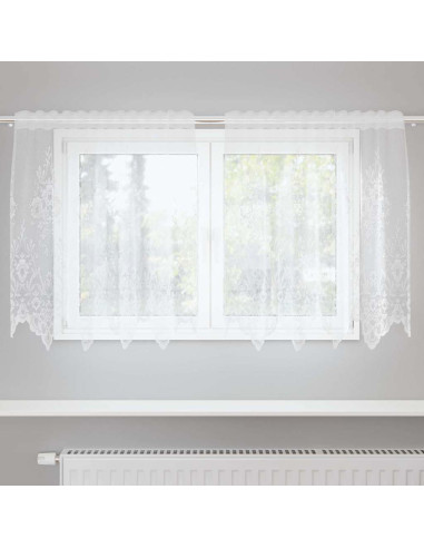 Tenda in Pizzo con tende Bianco 100 x 150 cm Poliestere