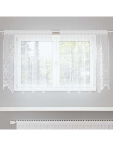 Tenda in Pizzo con tende Bianco 100 x 150 cm Poliestere