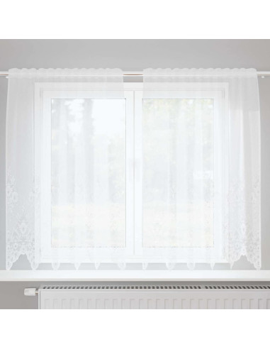 Tenda in Pizzo con tende Bianco 180 x 150 cm Poliestere