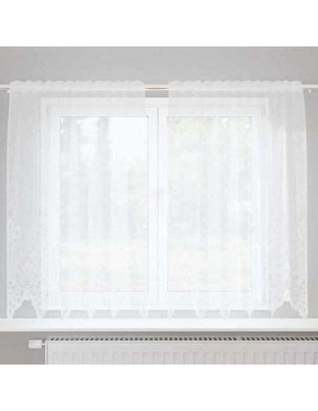Tende con tende Floreale Bianco 150 x 180 cm Poliestere