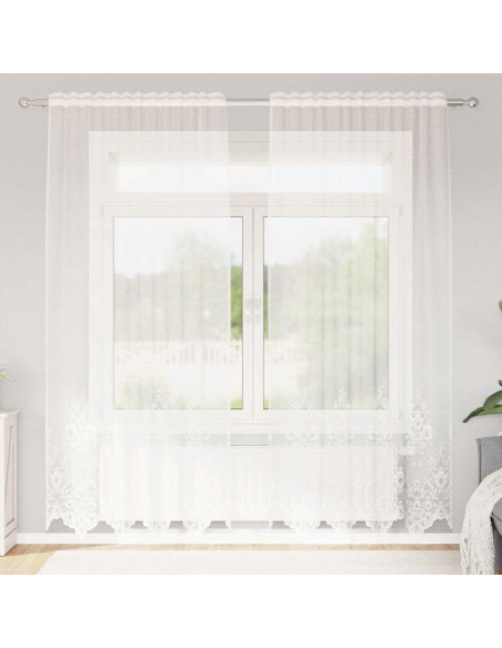 Tenda in Pizzo con tende Bianco 240 x 150 cm Poliestere